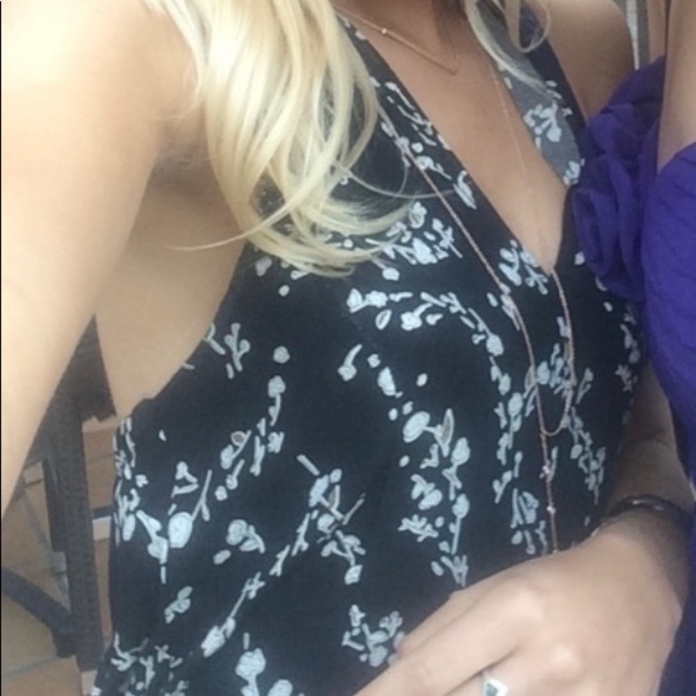 Black floral backless romper